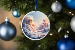 Molten Candy Winter Scene Round Sublimation PNG Product Image 4