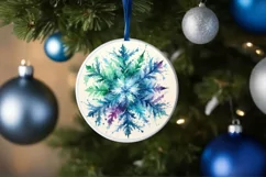 Snow Flake Christmas Round Cute Ornament Sublimation Product Image 4