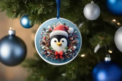 Silent Night Christmas Round Cute Ornament Sublimation Product Image 4