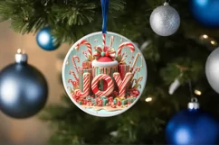 Christmas Round Cute Ornament Sublimation Product Image 4