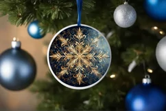 Snow Flake Christmas Round Cute Ornament Sublimation Product Image 4