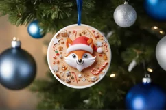 Silent Night Christmas Round Cute Ornament Sublimation Product Image 4