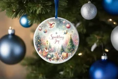 Pastel Snowflake Christmas Scene Sublimation PNG Product Image 4