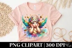 Cupid Angel Of Love Gesture Watercolor Florals Clipart Product Image 5