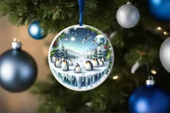 Watercolor Christmas Winter Scene with Penguins PNG Product Image 4