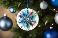 Snow Flake Christmas Round Cute Ornament Sublimation Product Image 4