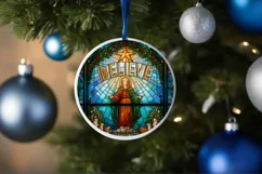 Believe Christmas Round Cute Ornament Sublimation Product Image 4