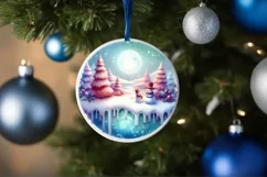 3D Round Melting Winter Scene with Holiday Hugs Ornament PNG Product Image 4