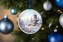 Pastel Molten Candy Winter Scene Ornament PNG Product Image 4