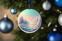Pastel Molten Candy Winter Scene Ornament PNG Product Image 1