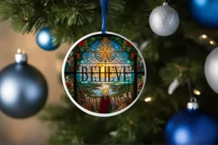 Believe Christmas Round Ornament Sublimation Product Image 4
