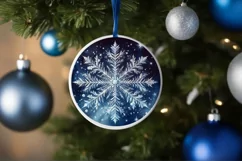 Snow Flake Christmas Round Cute Ornament Sublimation Product Image 4