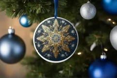 Snow Flake Christmas Round Cute Ornament Sublimation Product Image 4