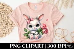 Bunny Roses, Clipart |T-shirt, Mug PNG Product Image 5