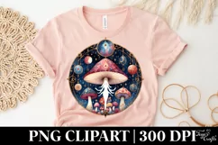 Watercolor Celestial Mushroom with Tarot Theme PNG Product Image 1