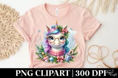 Watercolor Unicorn with Goofy Look and Christmas Decorations Product Image 2
