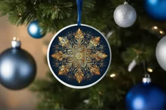Snow Flake Christmas Round Cute Ornament Sublimation Product Image 4
