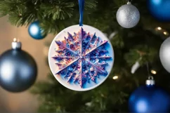 Snow Flake Christmas Round Cute Ornament Sublimation Product Image 4