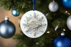 Snow Flake Christmas Round Cute Ornament Sublimation Product Image 4