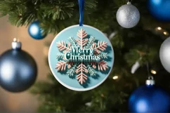 Snow Flake Christmas Round Cute Ornament Sublimation Product Image 4