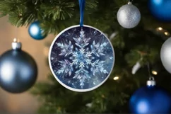 Snow Flake Christmas Round Cute Ornament Sublimation Product Image 4