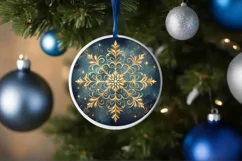 Snow Flake Christmas Round Cute Ornament Sublimation Product Image 4