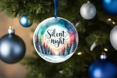 Silent Night Watercolor Christmas Round Ornament Night Scene Product Image 4