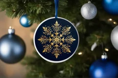 Golden Snow Flake Christmas Round Cute Ornament Sublimation Product Image 4