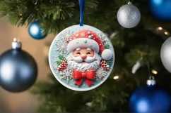 Silent Night Christmas Round Cute Ornament Sublimation Product Image 4