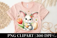 Easter Bunny Egg Flower, Clipart |T-shirt, Mug PNG Product Image 4
