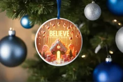 Believe Christmas Round Cute Ornament Sublimation Product Image 4