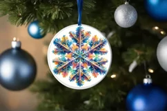 Snow Flake Christmas Round Cute Ornament Sublimation Product Image 4