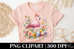 Watercolor Colorful Easter Flamingo |T-shirt, Mug, Tumbler Product Image 5