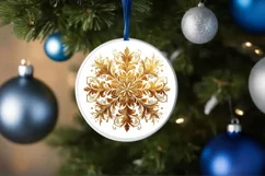 Snow Flake Christmas Round Cute Ornament Sublimation Product Image 4