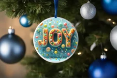 Joy Christmas Round Cute Ornament Sublimation Product Image 4