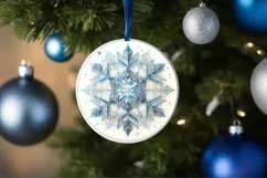 Snow Flake Christmas Round Cute Ornament Sublimation Product Image 4