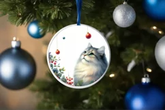 Christmas Cat Ornament Sublimation PNG Product Image 4