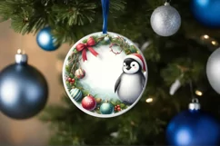 Winter Penguin Round Ornament Sublimation PNG Product Image 4