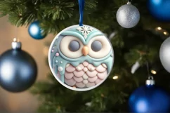 3D Marzipan Owl Christmas Sublimation PNG Product Image 1