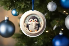 3D Marzipan Christmas Penguin Sublimation PNG Product Image 1