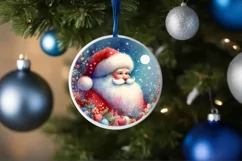 Colorful Santa Christmass Round Sticker Sublimation PNG Product Image 4