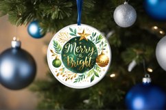 Merry and Bright Christmas Round Ornament Product Image 4