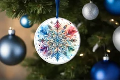 Snow Flake Christmas Round Cute Ornament Sublimation Product Image 4