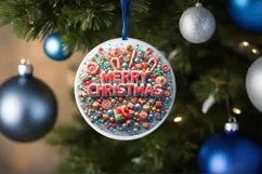 Merry Christmas Round Cute Ornament Sublimation Product Image 4