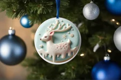 Christmas Deer with Melting Edges Round Sticker Ornament Product Image 4