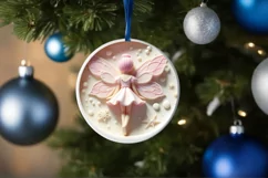 Christmas Fairy with Melting Edges Round Sticker Ornament Product Image 1