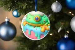 Christmas Frog Round Sublimation PNG Product Image 1