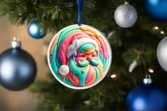 Pastel Santa with Melting Edges Round Sticker Ornament PNG Product Image 4