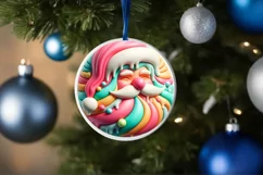 Pastel Santa with Melting Edges Round Sticker Ornament PNG Product Image 4