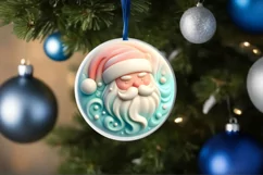 Santa with Depth Round Sticker Ornament PNG Product Image 4